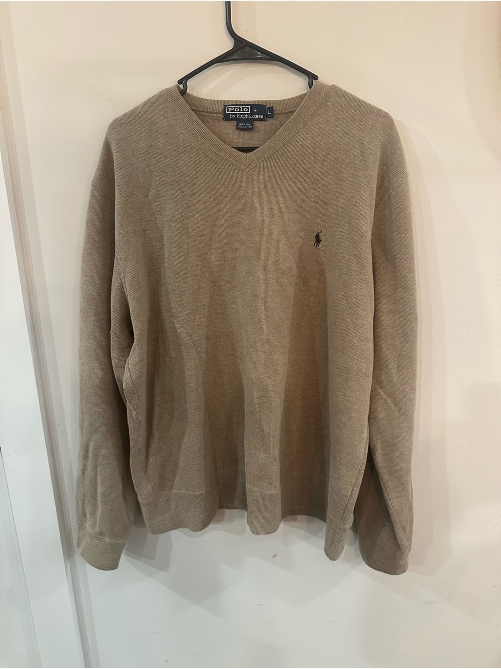 Polo by Ralph Lauren Men's V-Neck Sweater in Tan Size Large New Condition